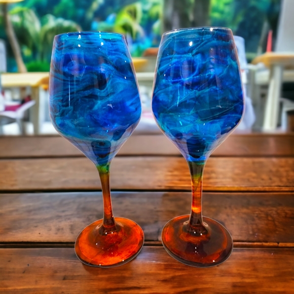 Hand Crafted Other - Tropical Vacation/Wine Glass Set
